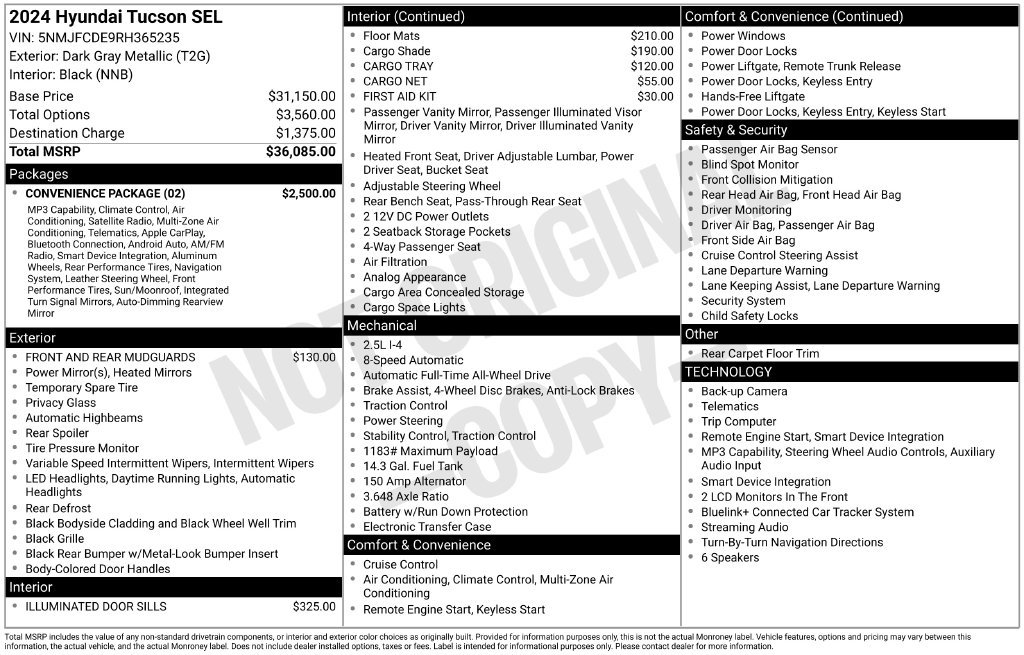 Used 2024 Hyundai Tucson SEL w/ Convenience Package AWD/4WD image 18