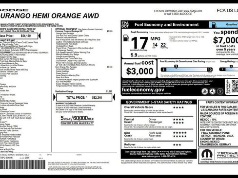 Used 2023 Dodge Durango R/T w/ Hemi Orange Plus Package image 3