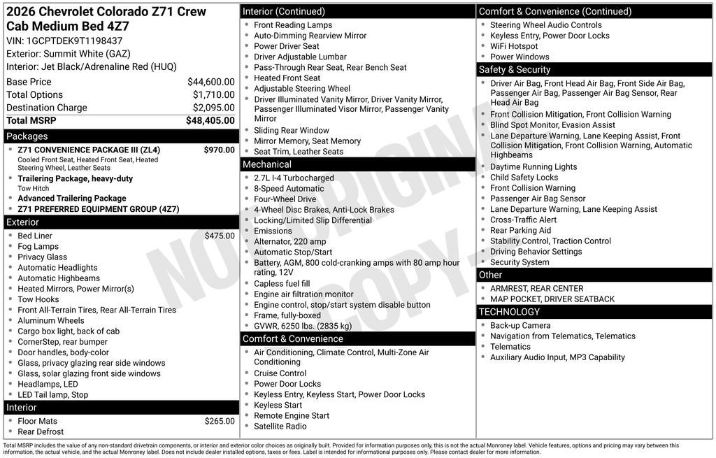 New 2026 Chevrolet Colorado Z71 w/ Z71 Convenience Package 2 AWD/4WD image 5