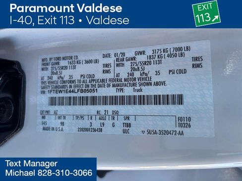 Used 2020 Ford F150 Platinum w/ Equipment Group 701A Luxury image 30