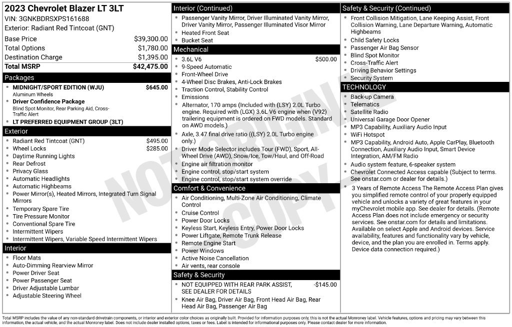 Used 2023 Chevrolet Blazer LT w/ Midnight/Sport Edition FWD image 3
