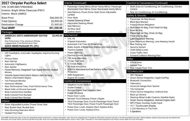 New 2027 Chrysler Pacifica Select AWD/4WD image 31