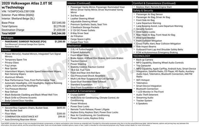 Used 2020 Volkswagen Atlas SE w/ Panoramic Sunroof Package FWD image 36