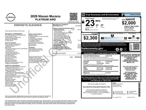 New 2026 Nissan Murano Platinum w/ Technology Package AWD/4WD image 37