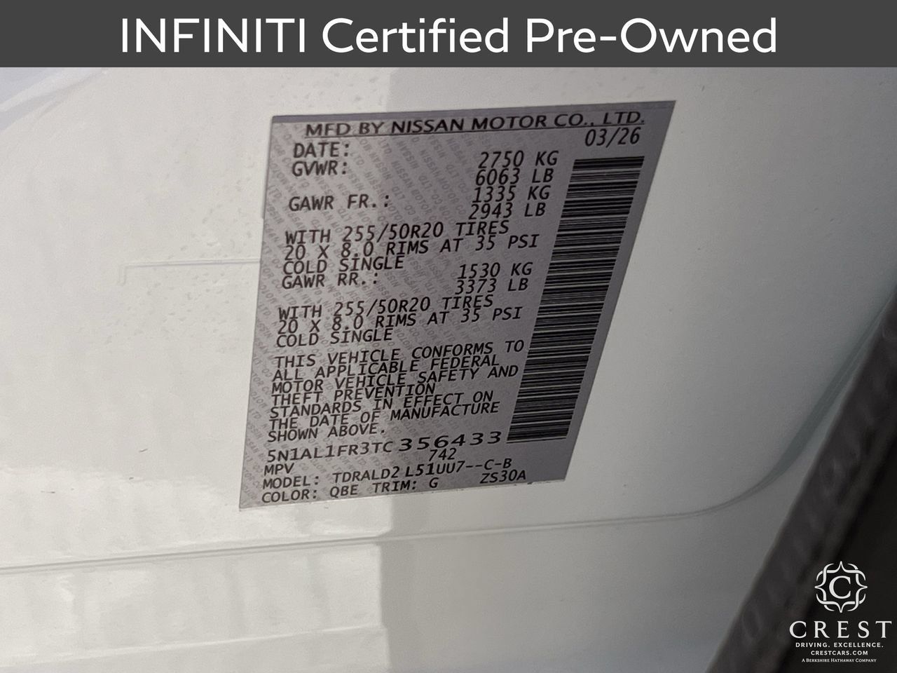 Certified 2026 INFINITI QX60 Luxe w/ Cargo Package FWD image 34
