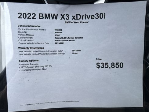 Used 2022 BMW X3 xDrive30i w/ Premium Package image 20