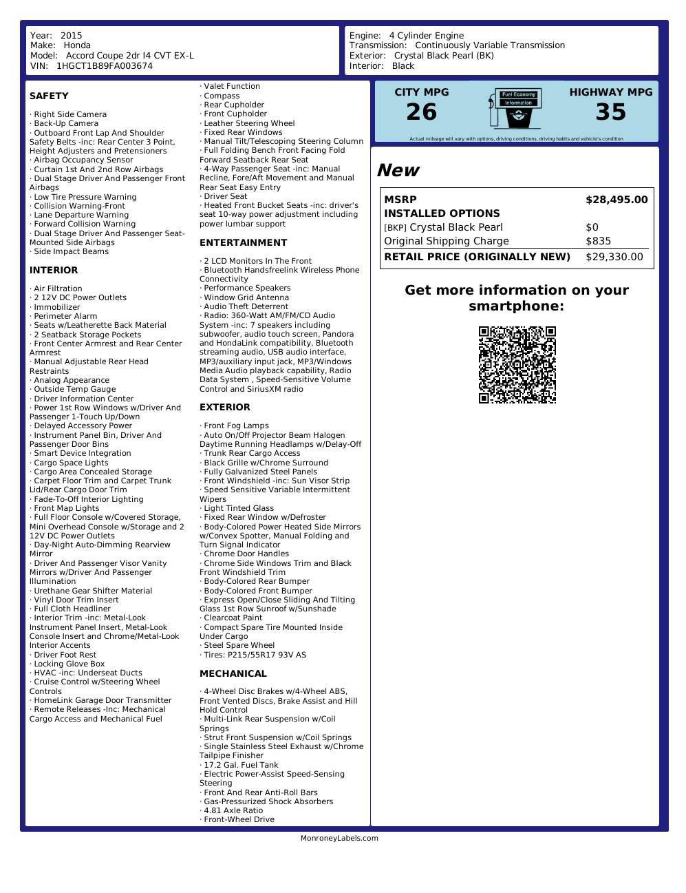 Used 2015 Honda Accord EX-L image 26