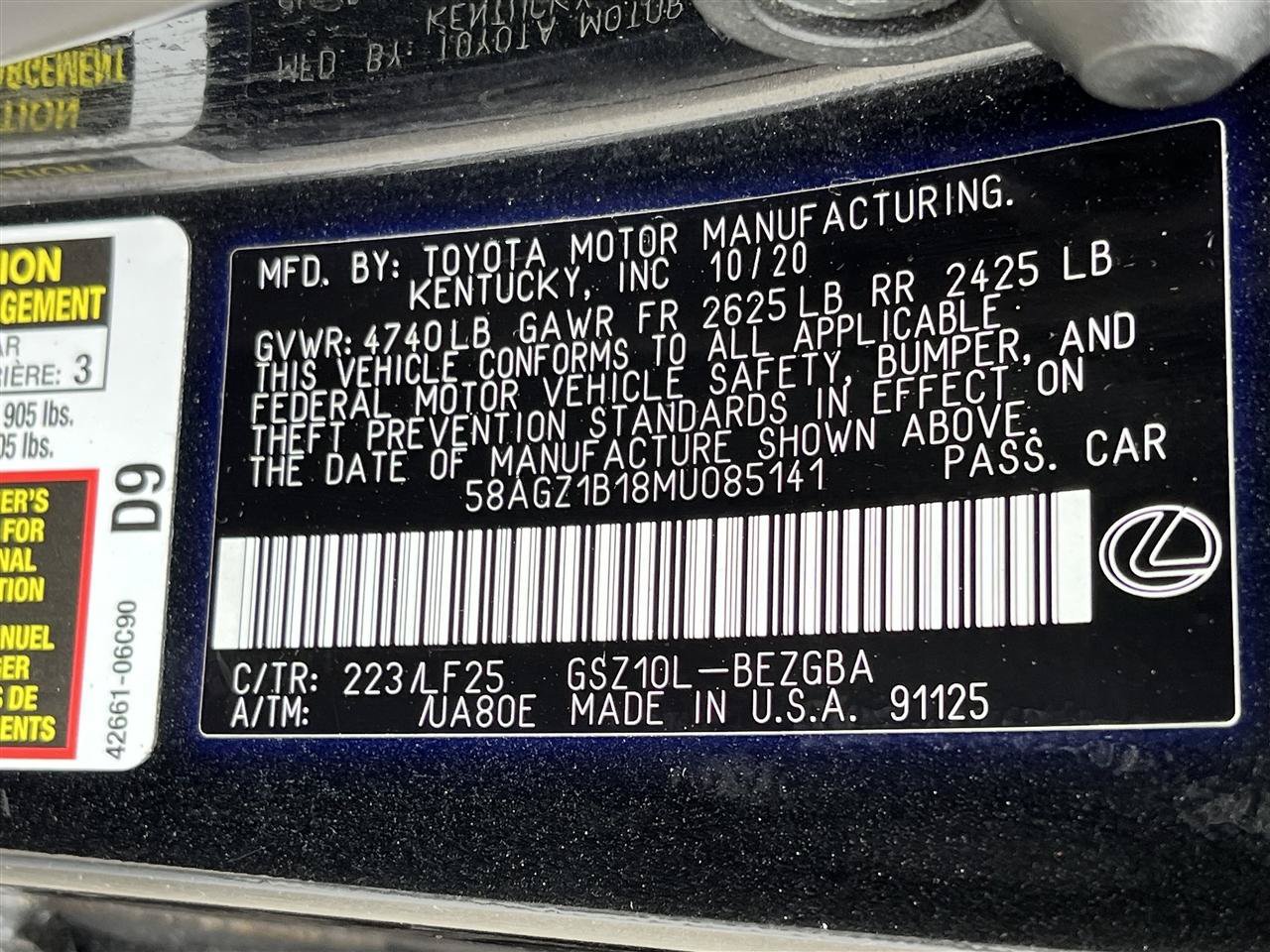 Used 2021 Lexus ES 350 F Sport w/ Accessory Package 2 FWD image 12