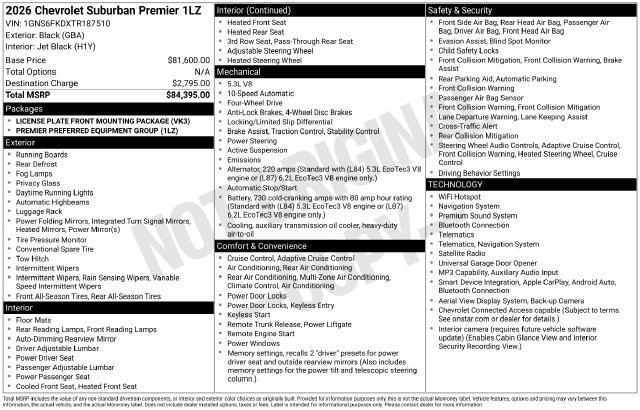 Used 2026 Chevrolet Suburban Premier AWD/4WD image 50