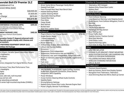 Used 2017 Chevrolet Bolt Premier w/ Driver Confidence II Package FWD image 2