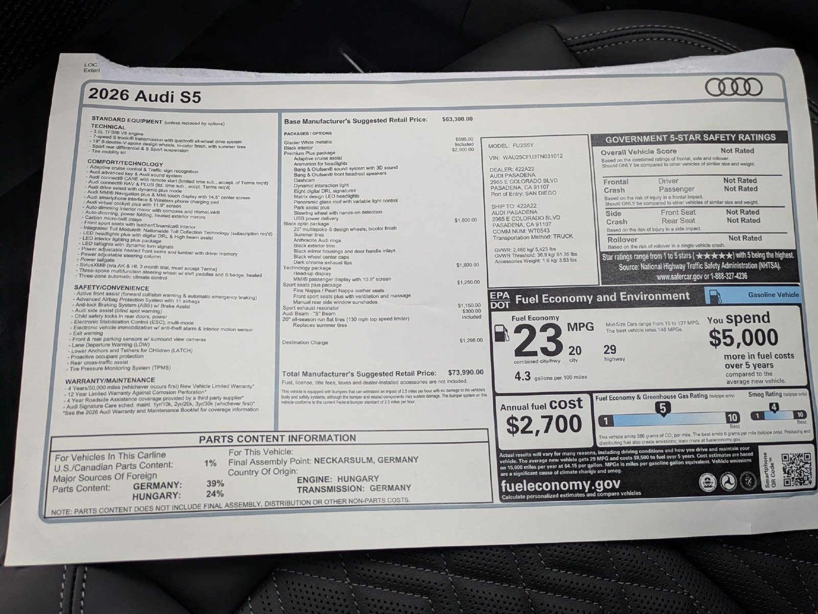 New 2026 Audi S5 Premium Plus AWD/4WD image 18