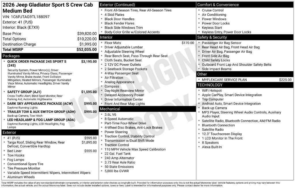 New 2026 Jeep Gladiator Sport AWD/4WD image 34