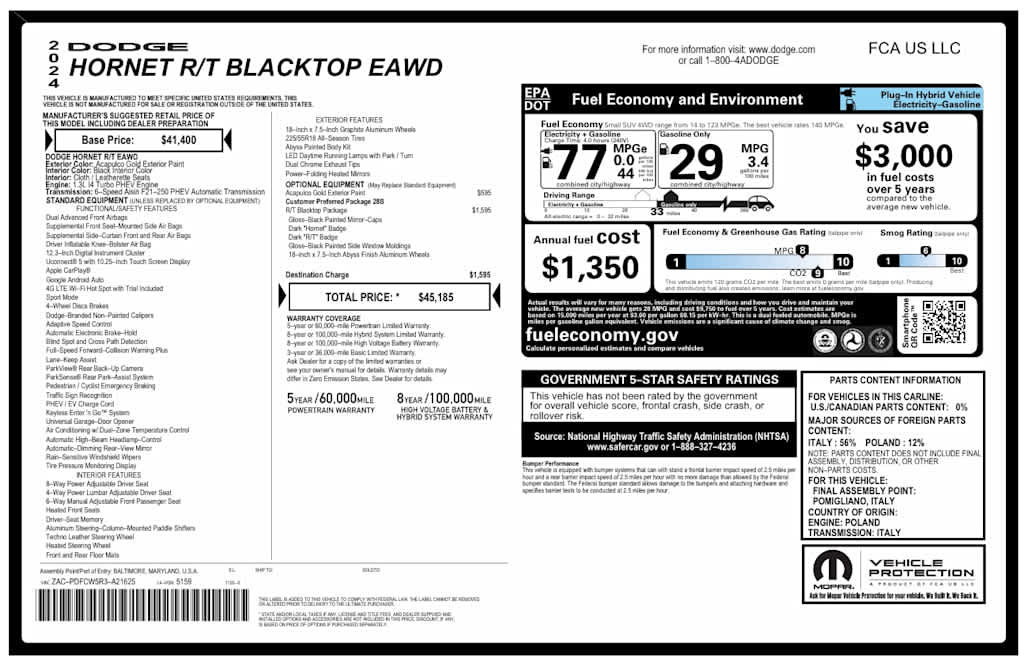 Used 2024 Dodge Hornet R/T w/ R/T Blacktop Package AWD/4WD image 29