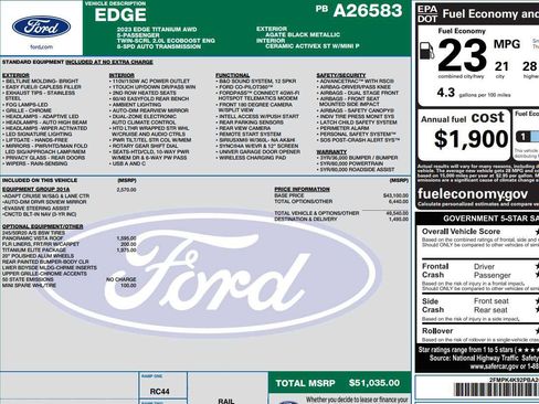 Used 2023 Ford Edge Titanium w/ Equipment Group 301A AWD/4WD image 2