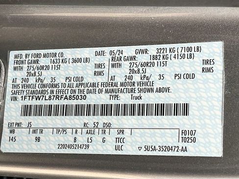 Used 2024 Ford F150 Platinum w/ Equipment Group 702A High AWD/4WD image 33
