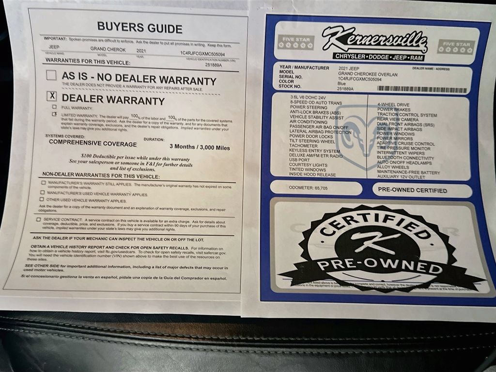 Used 2021 Jeep Grand Cherokee Overland AWD/4WD image 37