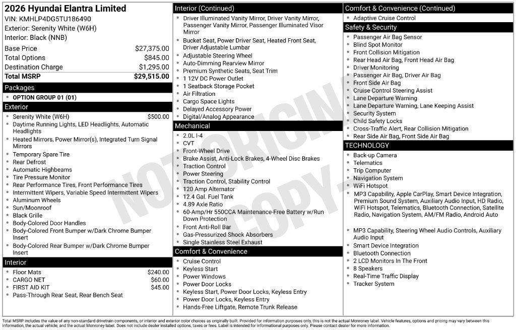 Certified 2026 Hyundai Elantra Limited FWD image 33