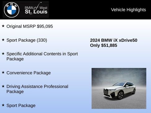 Used 2024 BMW iX xDrive50 w/ Sport Package AWD/4WD image 8