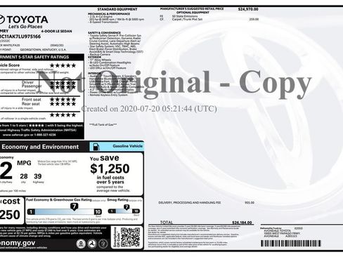 Used 2020 Toyota Camry LE w/ Carpet Mat Package FWD image 3
