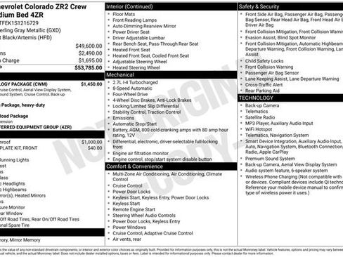 Used 2025 Chevrolet Colorado ZR2 w/ Technology Package AWD/4WD image 9