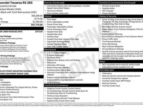 Used 2024 Chevrolet Traverse RS w/ LPO, Floor Liner Package image 28