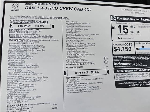 New 2026 RAM 1500 RHO w/ RHO Level 1 Equipment Group AWD/4WD image 18