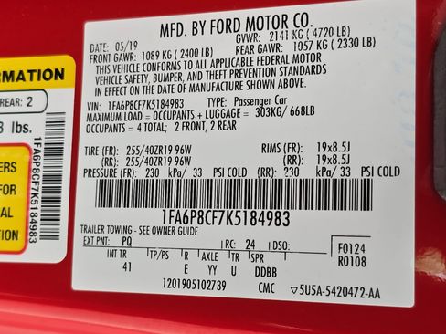 Used 2019 Ford Mustang GT Premium w/ Ford Safe & Smart Package RWD image 34
