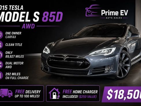 Used 2015 Tesla Model S 85D AWD/4WD image 1