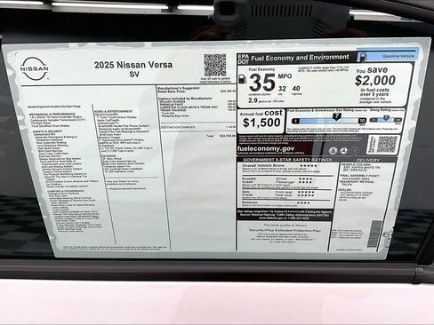 New 2025 Nissan Versa SV w/ Trunk Package image 75