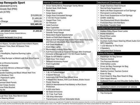 Used 2016 Jeep Renegade Sport w/ Power & Air Group AWD/4WD image 42