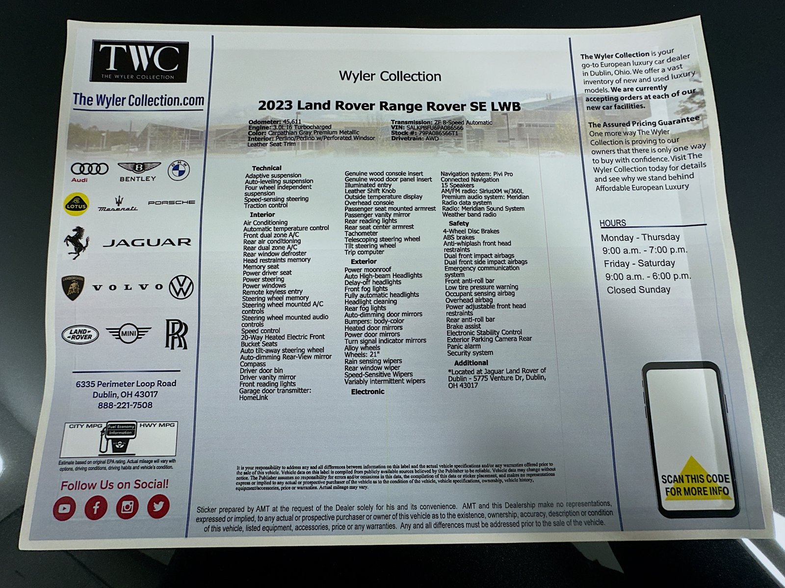 Used 2023 Land Rover Range Rover Long Wheelbase SE AWD/4WD image 9
