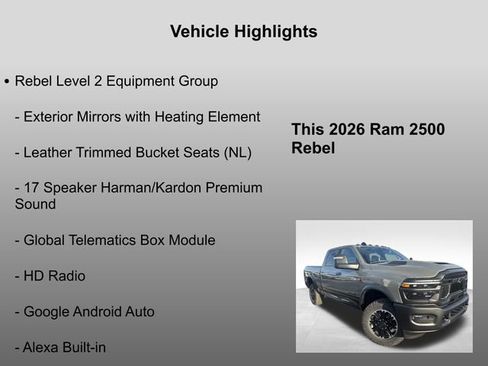 New 2026 RAM 2500 Rebel w/ Rebel Level 2 Equipment Group AWD/4WD image 31