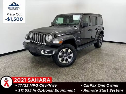 Used 2021 Jeep Wrangler Unlimited Sahara w/ Uconnect 4C Nav & Sound Group image 1