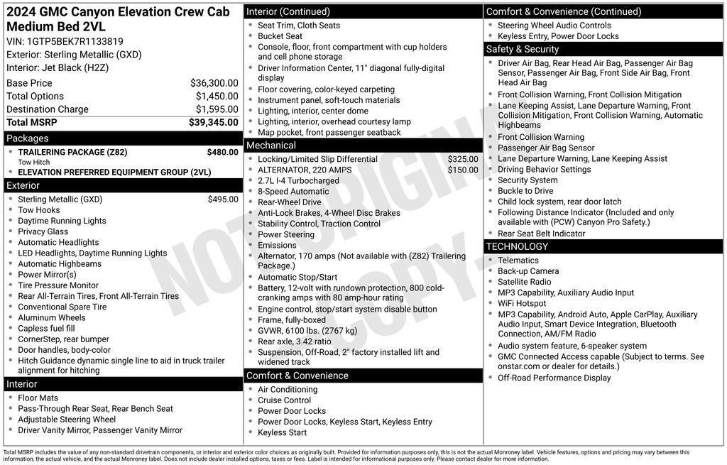 Used 2024 GMC Canyon Elevation w/ Trailering Package RWD image 32