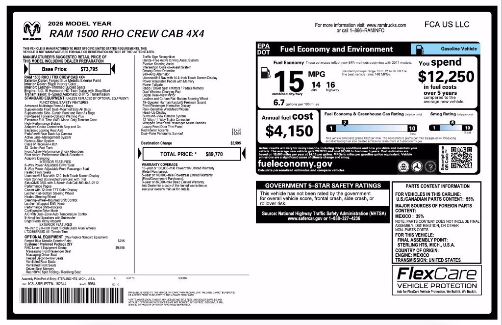 New 2026 RAM 1500 RHO w/ RHO Level 1 Equipment Group AWD/4WD image 2