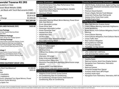 New 2026 Chevrolet Traverse RS w/ LPO, Floor Liner Package image 6
