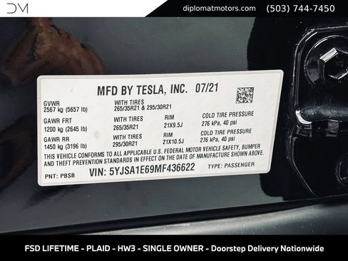 Used 2021 Tesla Model S Plaid AWD/4WD image 44