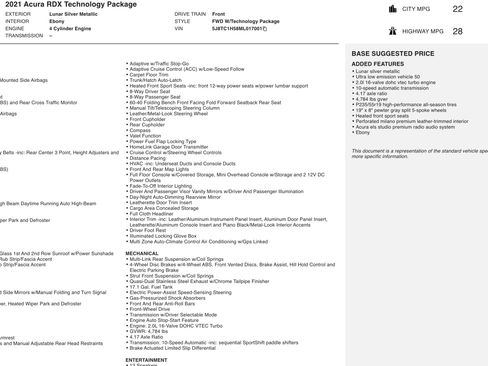 Used 2021 Acura RDX FWD w/ Technology Package image 2