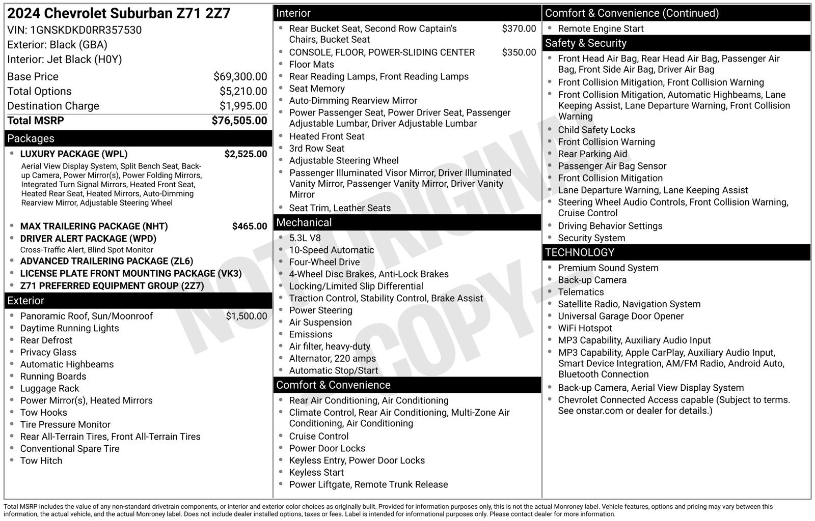 Used 2024 Chevrolet Suburban Z71 w/ Luxury Package AWD/4WD image 45