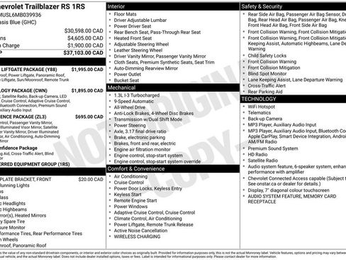 Used 2021 Chevrolet TrailBlazer RS w/ Sun and Liftgate Package AWD/4WD image 29