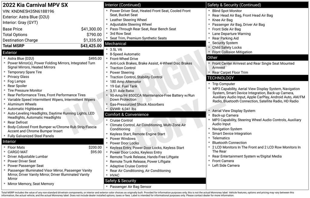 Used 2022 Kia Carnival SX FWD image 1