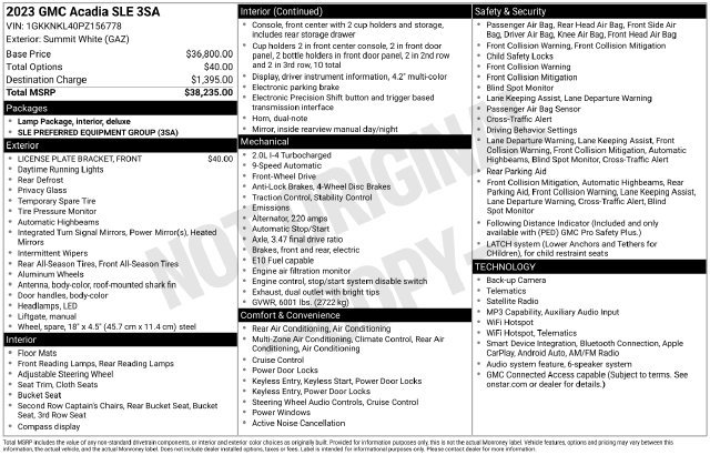 Used 2023 GMC Acadia SLE FWD image 3
