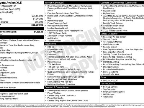 Used 2019 Toyota Avalon XLE w/ Moonroof Package FWD image 27