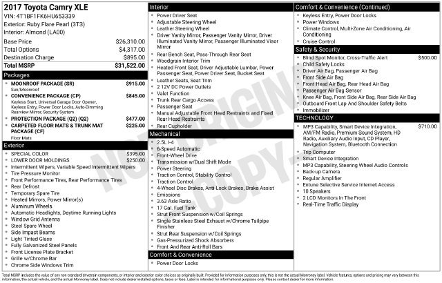 Certified 2017 Toyota Camry XLE w/ Moonroof Package FWD image 27