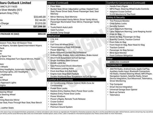 Used 2020 Subaru Outback Limited w/ Popular Package #2 image 34