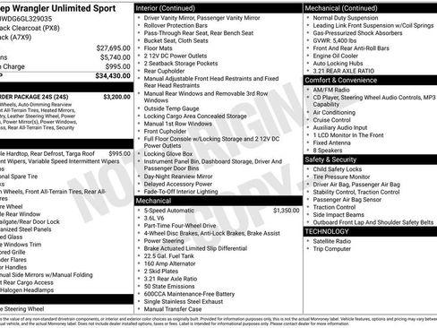 Used 2016 Jeep Wrangler Unlimited Sport w/ Quick Order Package 24S AWD/4WD image 6