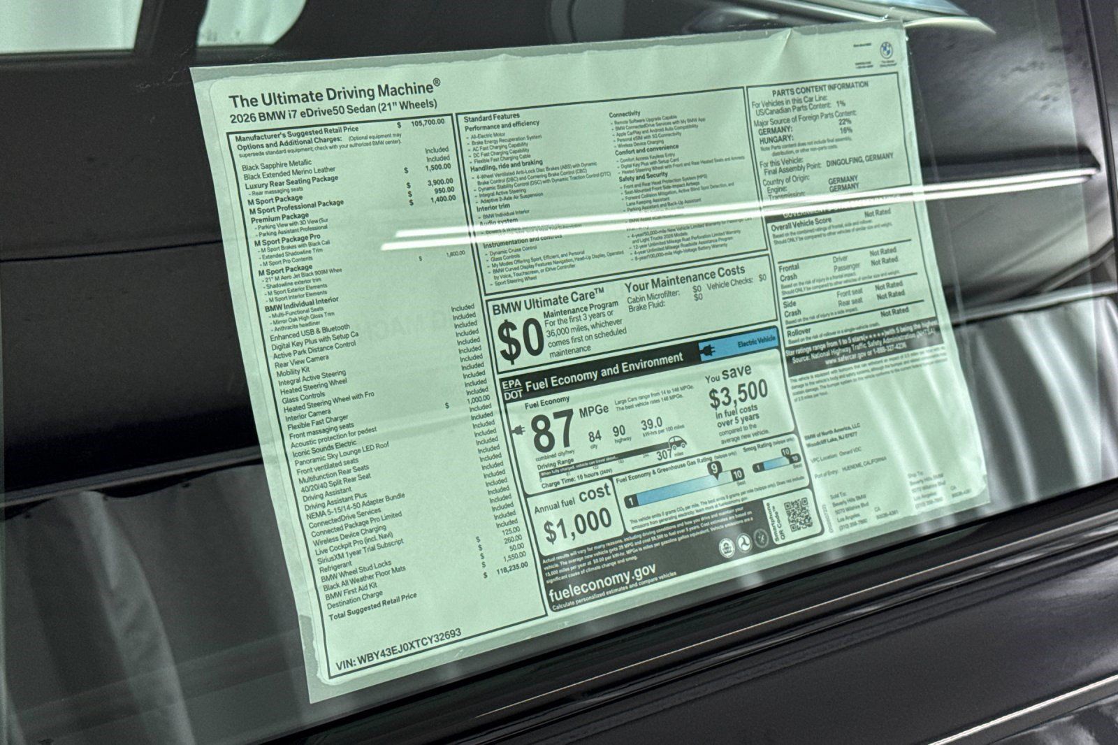 Used 2026 BMW i7 eDrive50 w/ M Sport Package RWD image 29