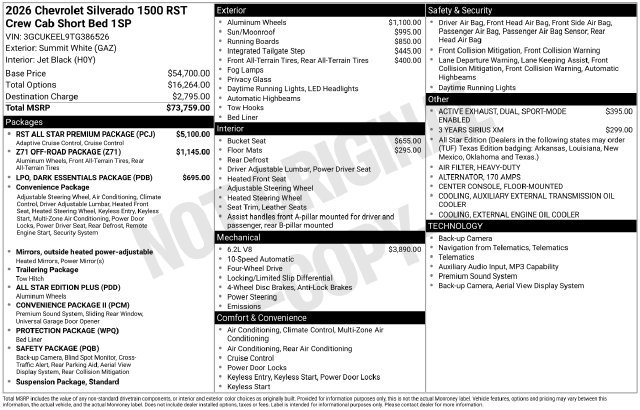 New 2026 Chevrolet Silverado 1500 RST w/ RST All Star Premium Package AWD/4WD image 15