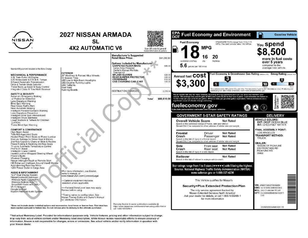 New 2027 Nissan Armada SL RWD image 1
