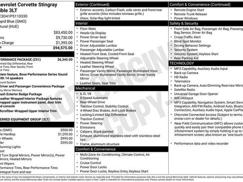 Used 2023 Chevrolet Corvette Stingray Premium Conv w/ Z51 Performance Package RWD image 20